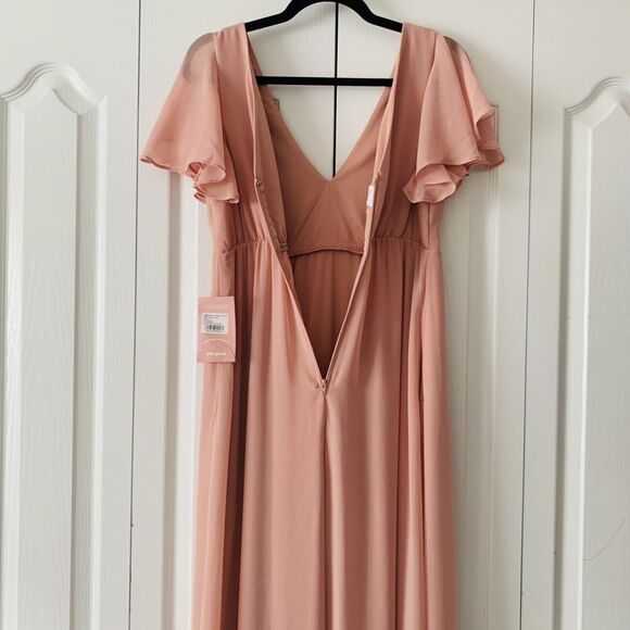 NWT Birdy Grey Hannah Empire Dress Pink Dusty Rose Small Chiffon Bridesmaid Flow - Picture 7 of 15